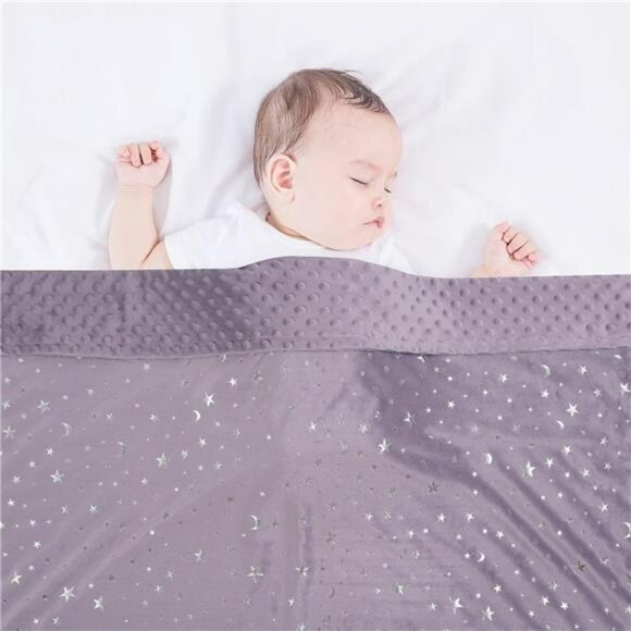 Baby blanket soft minky fleece star moon print 30x40 toddler stroller crib throw - Picture 4 of 7